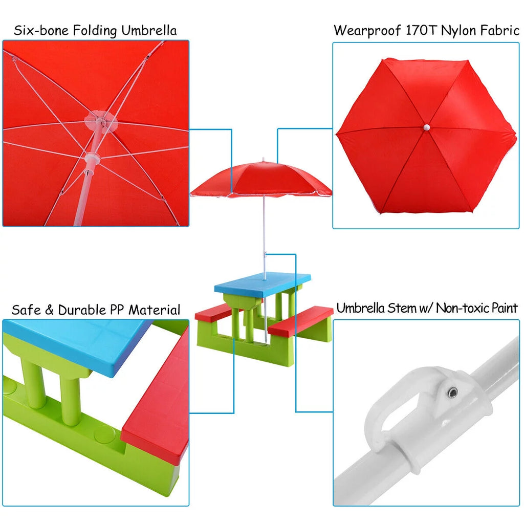 Kids Picnic Table with Umbrella B570