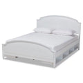 White Wood Queen Size Storage Platform Bed I30596