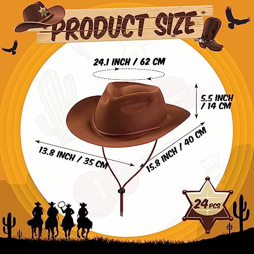 24 Pieces Disposable Plastic Cowboy Hat Set Felt Wide Brimmed L828479