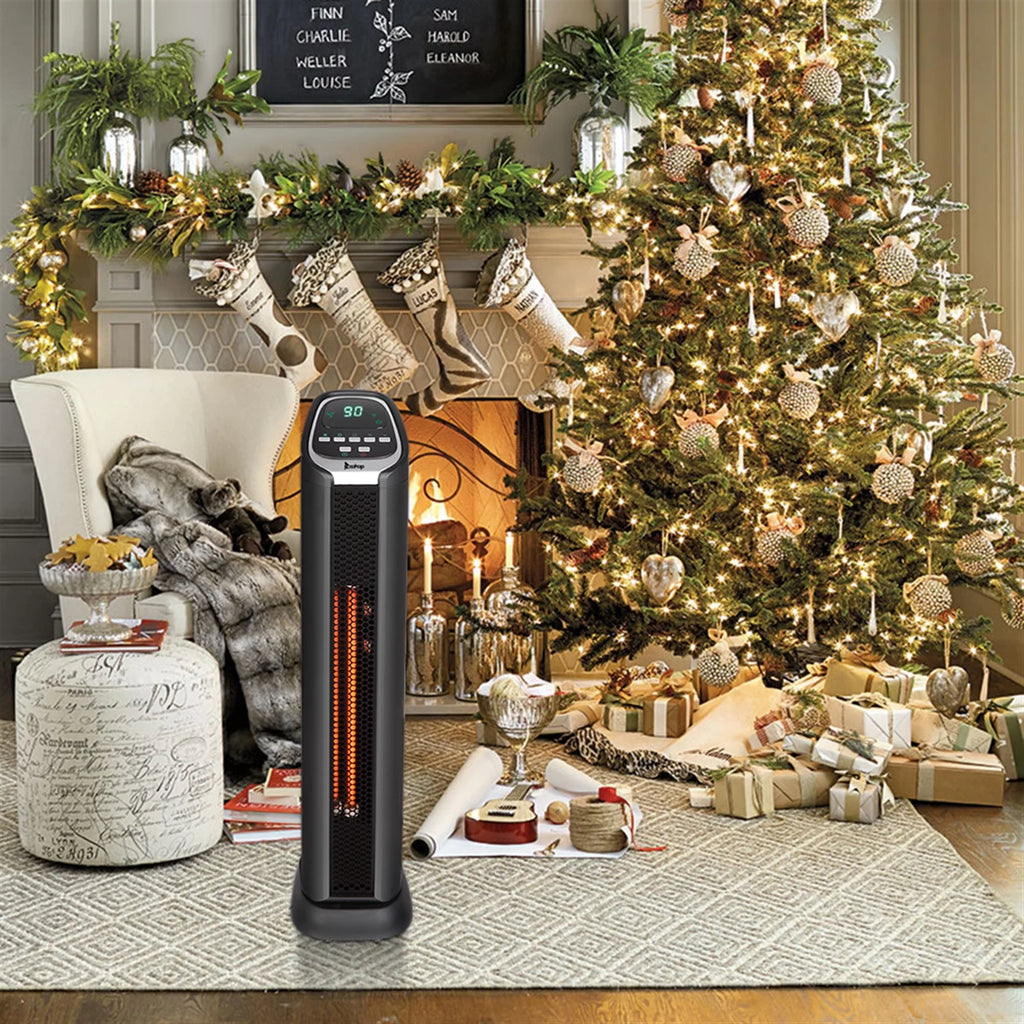 24" 1500W Quartz Infrared Electric Heater with Thermostat, Remote, 3 Modes, 12H Timer, 60 Degree Oscillating T22045