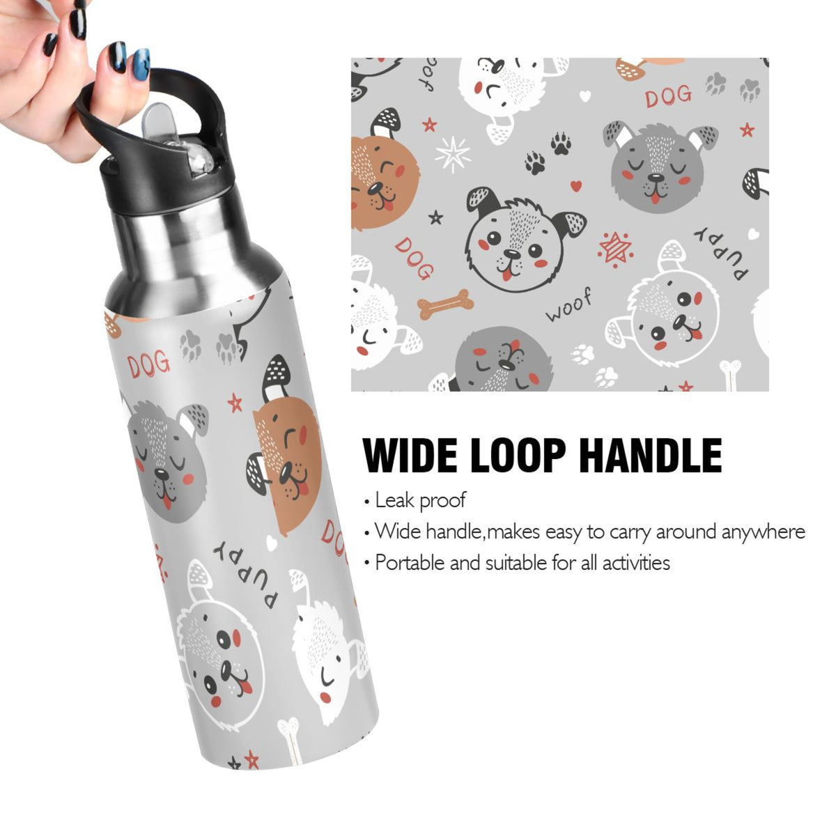 Insulated Stainless Steel Water Bottle with Straw Lid 20 oz R63634