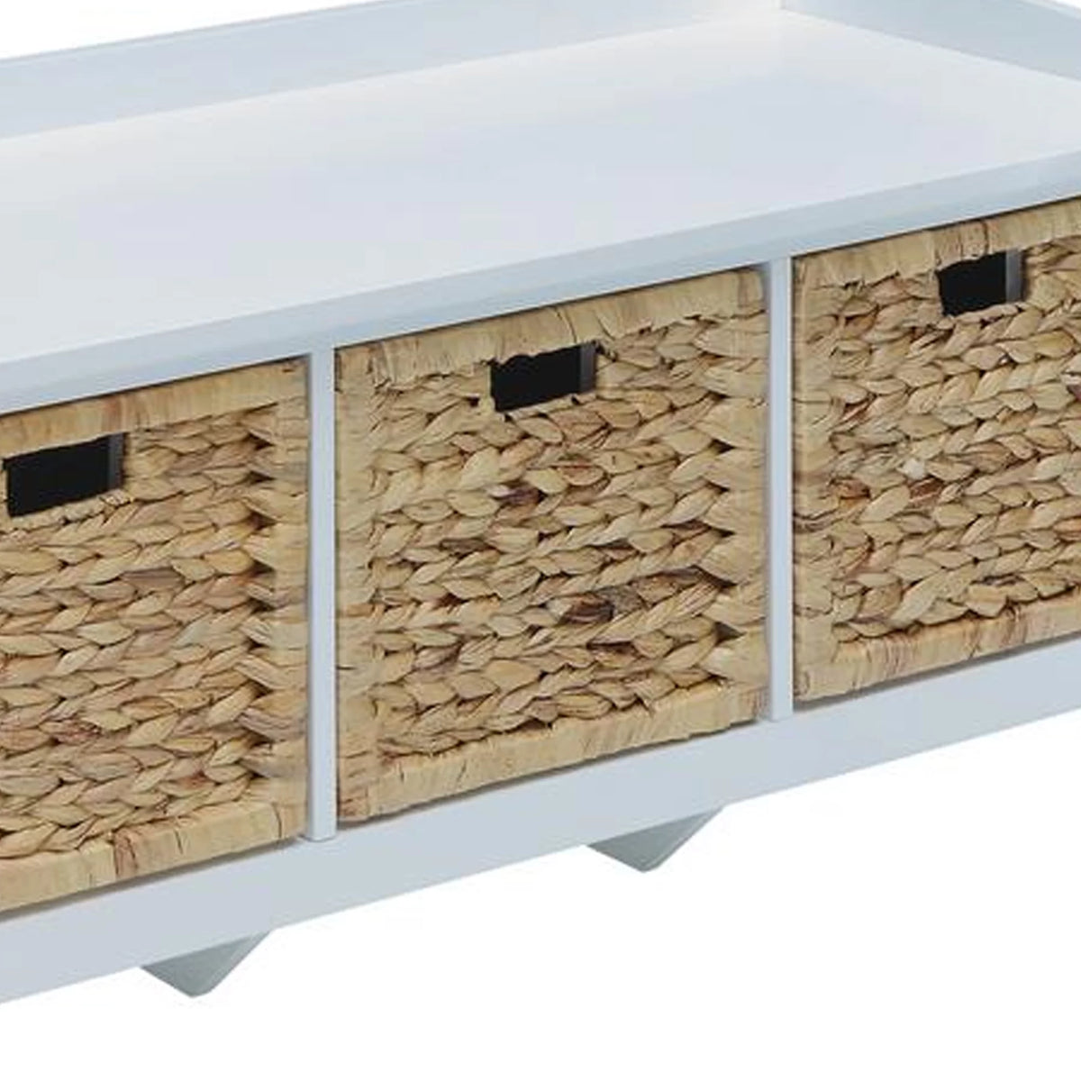 White Rectangular Wooden Storage Bench T832