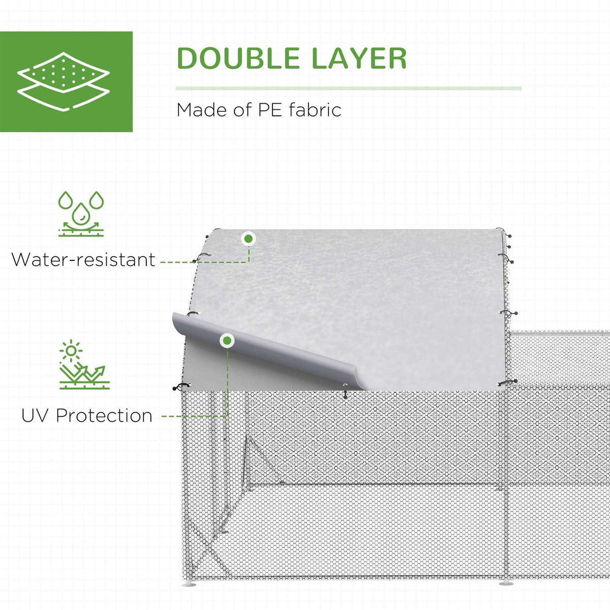Metal Chicken Coop Walk-in Enclosure with Cover V738