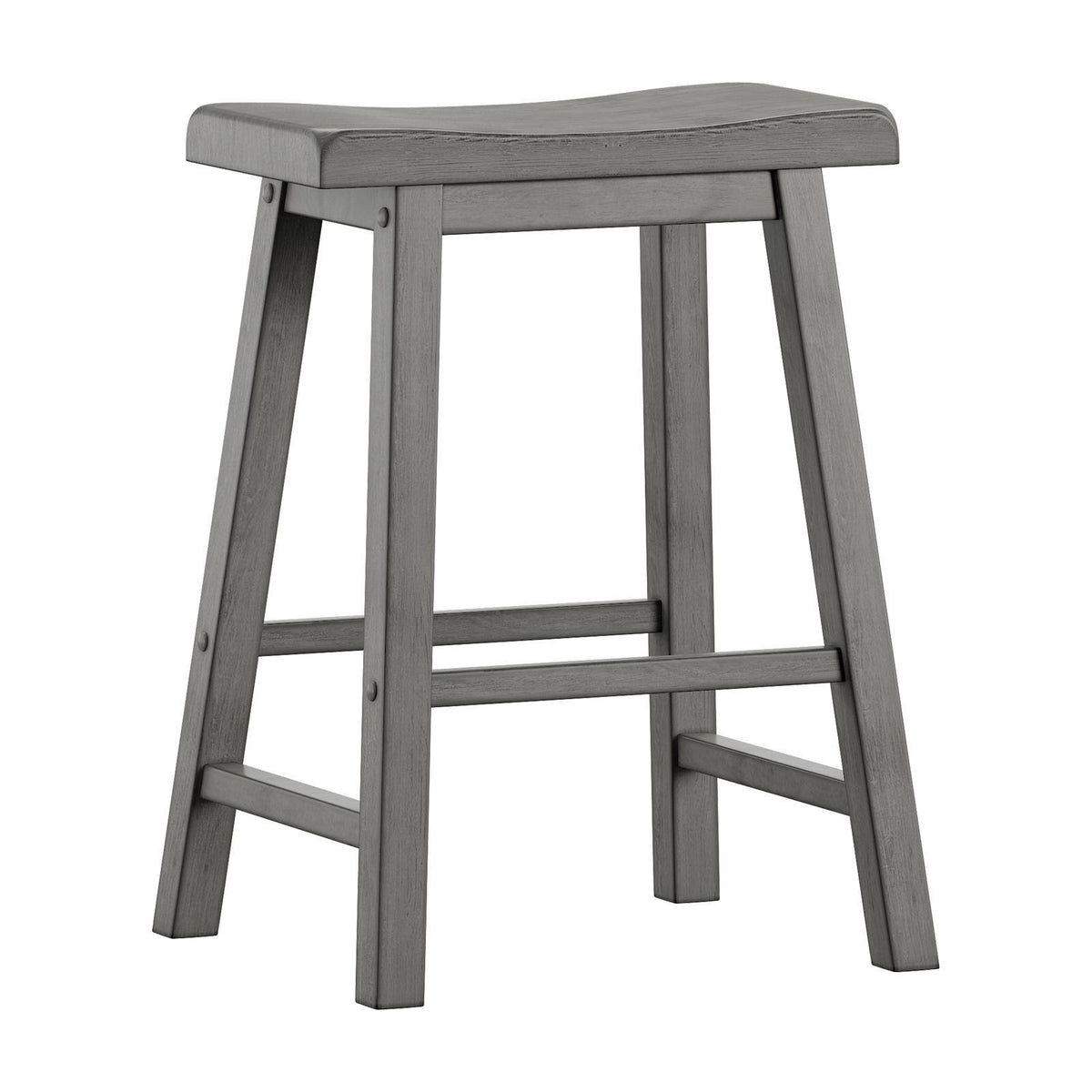 Antique Grey Wood Counter Stools, Set of 2 Y9967
