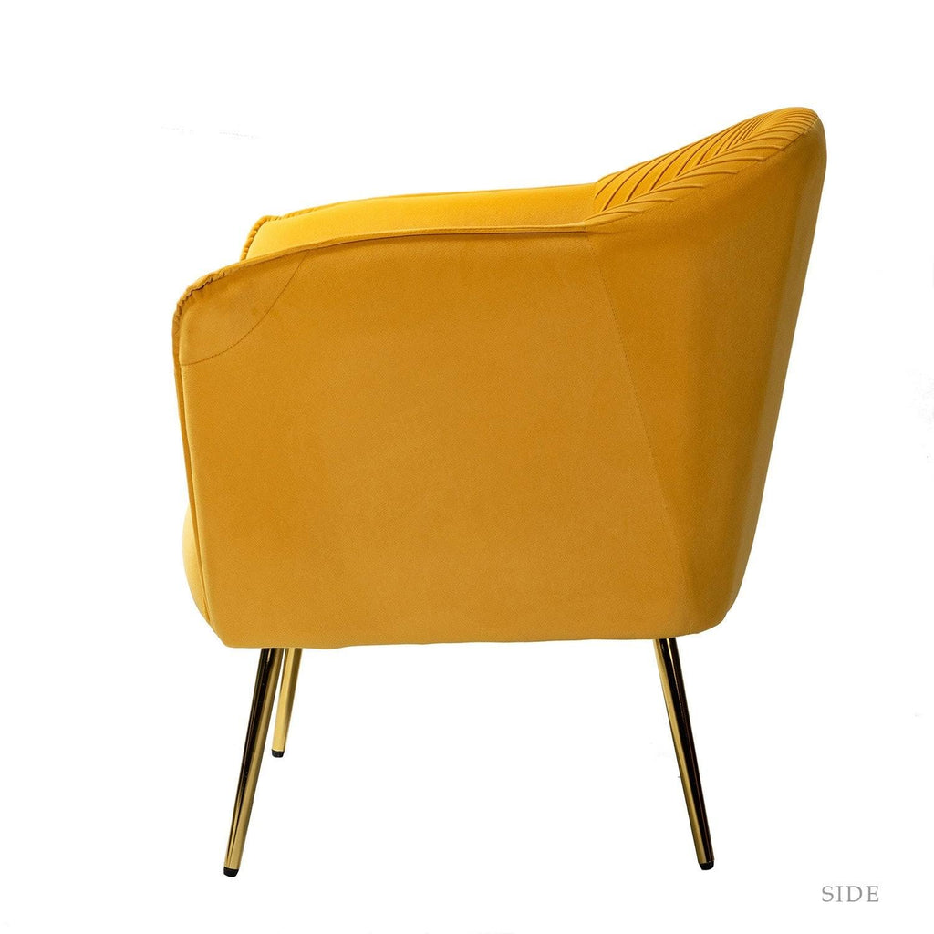 Mustard Upholstered Barrel Chair with Golden Base B304