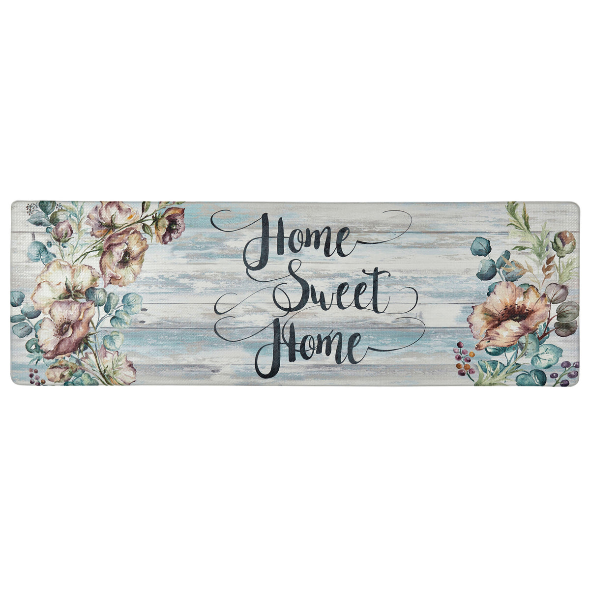 Grey/Blue Floral Anti-Fatigue Kitchen Mat, 17.5"x55" C9547