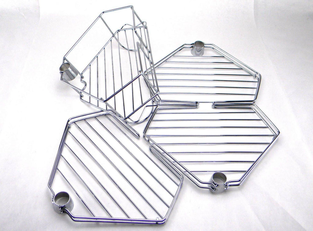 Chrome Grey Tension Corner Pole Caddy R3945