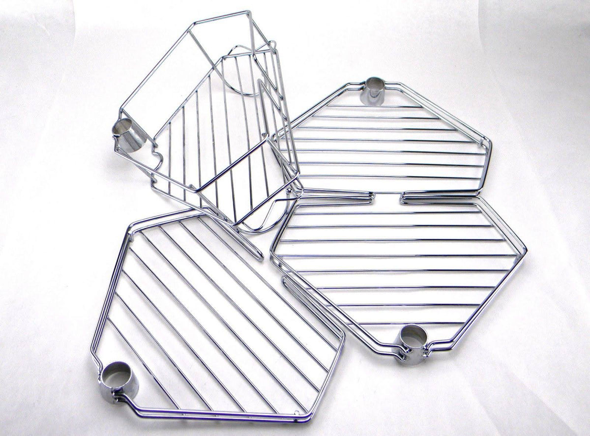 Chrome Grey Tension Corner Pole Caddy R3945