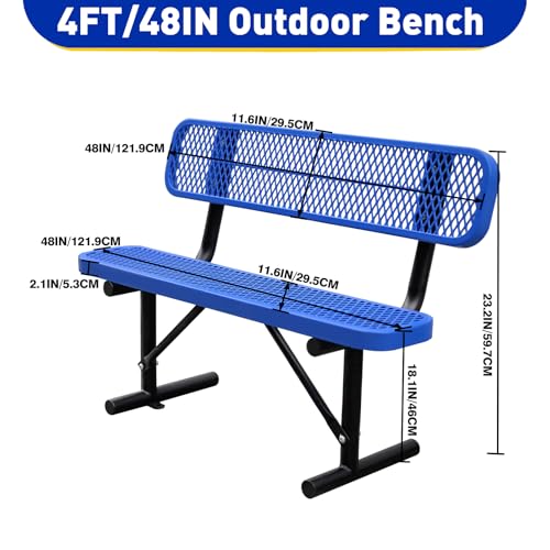 8FT Heavy Duty Metal Park Bench with Backrest Q21055