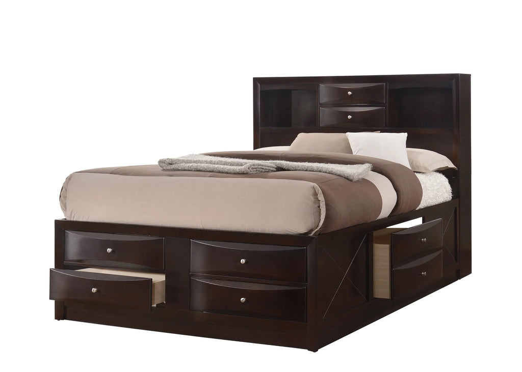 Queen Size 5pc Captains Bed Set Storage Drawers Solid Wood C749075