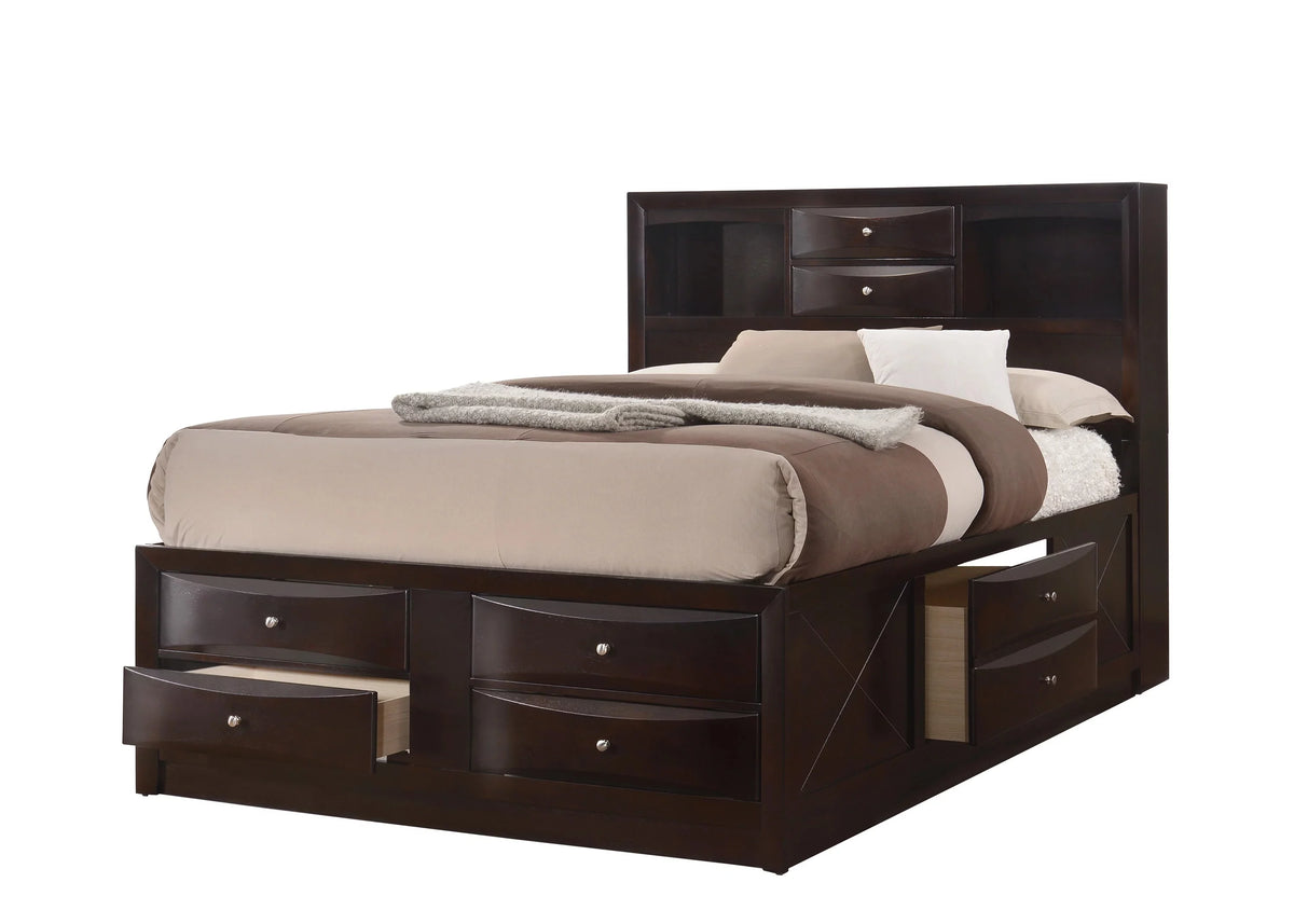 Queen Size 5pc Captains Bed Set Storage Drawers Solid Wood C749075