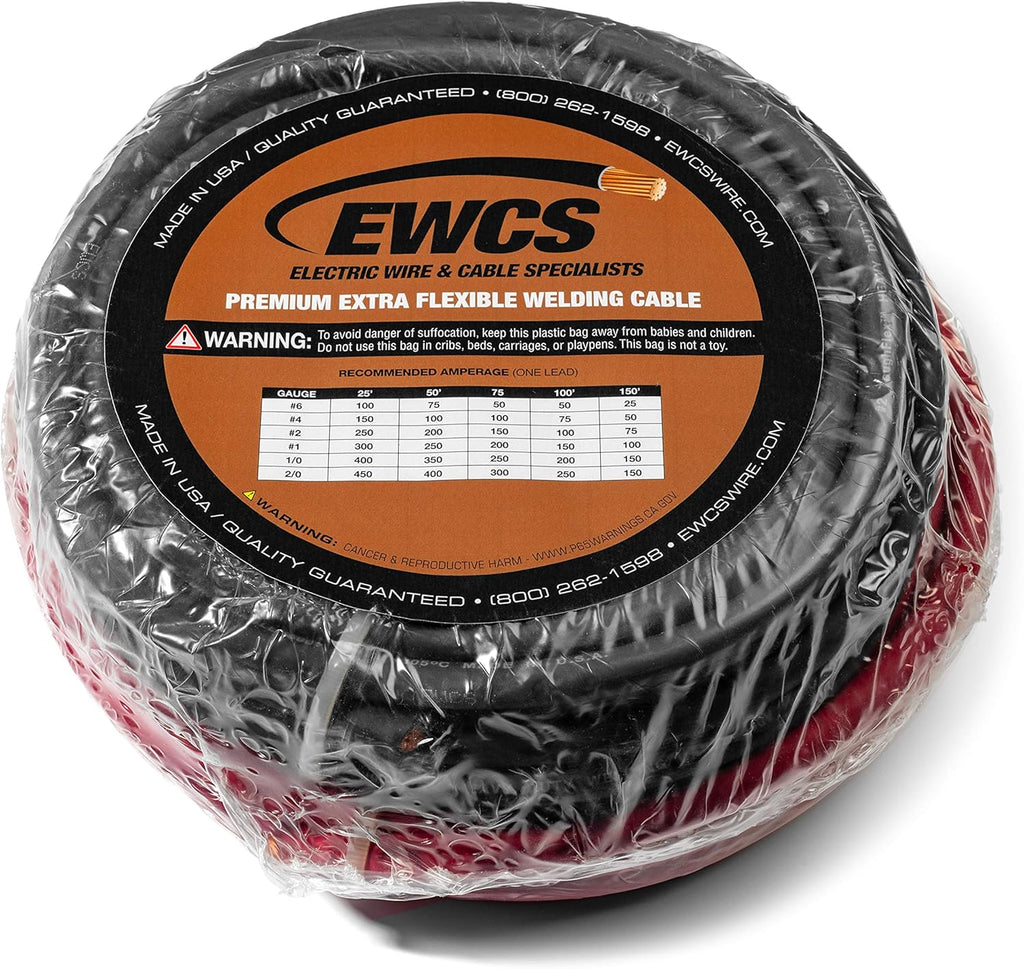 4 Gauge Welding Cable 600 Volt 25 Feet Black Red K372885
