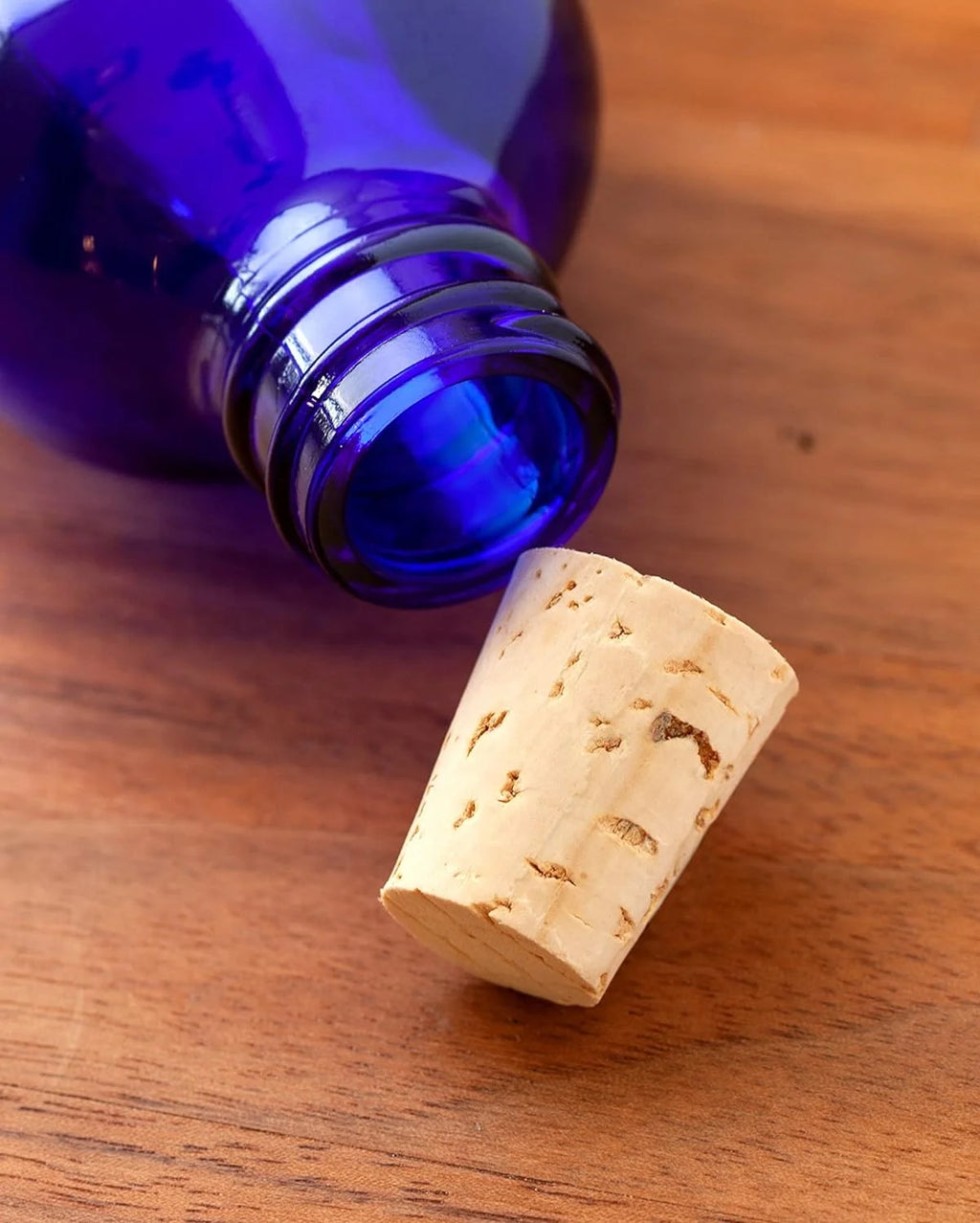 8 Oz Cobalt Blue Glass Bottle with Cork Stopper 4 Pack W99136