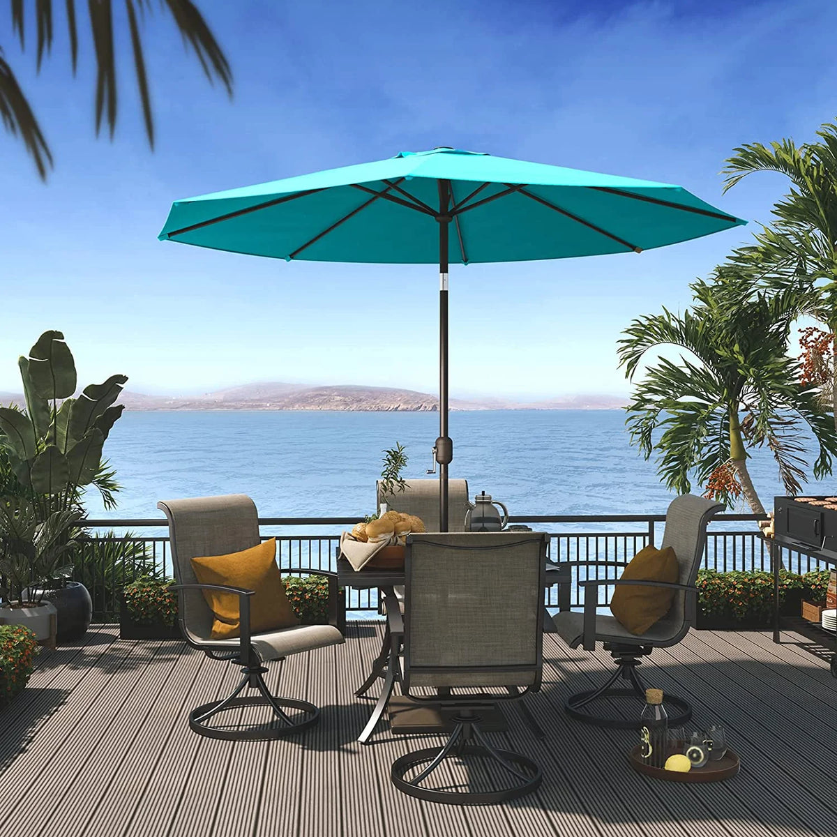 9-Ft Blue Aluminum Patio Umbrella with Tilt & Crank H344