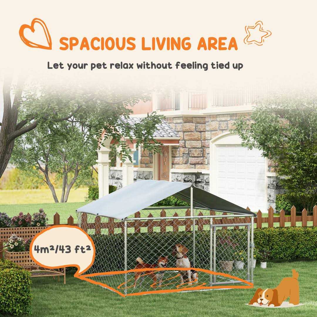 Large Outdoor Dog Kennel with Waterproof UV Resistant Roof H2455