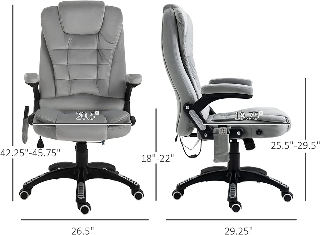 Gray Velvet Reclining Office Chair Y8258