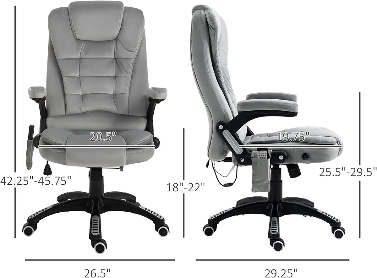 Gray Velvet Reclining Office Chair Y8258