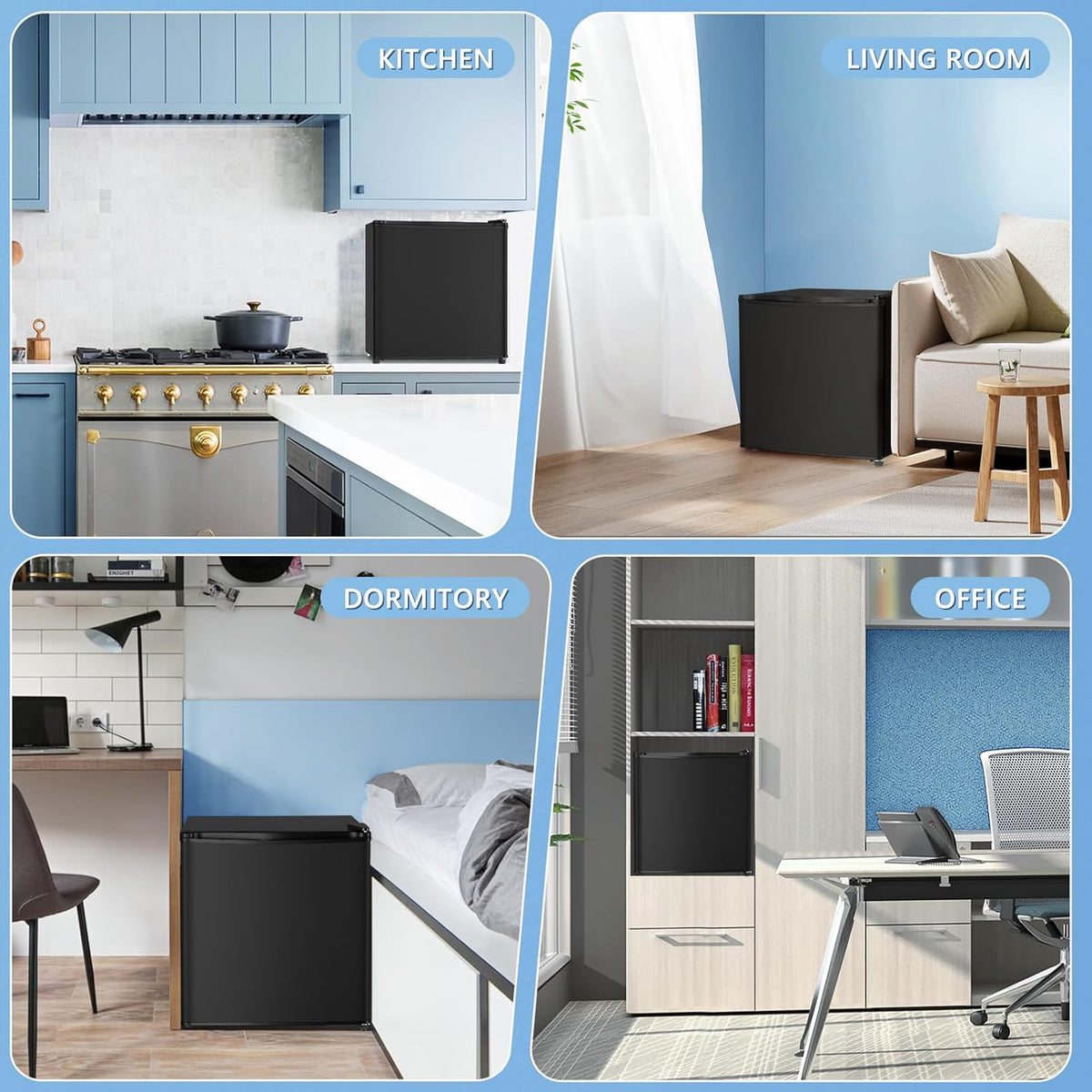 Black 1.4 Cu. Ft Compact Mini Fridge with Freezer P5455