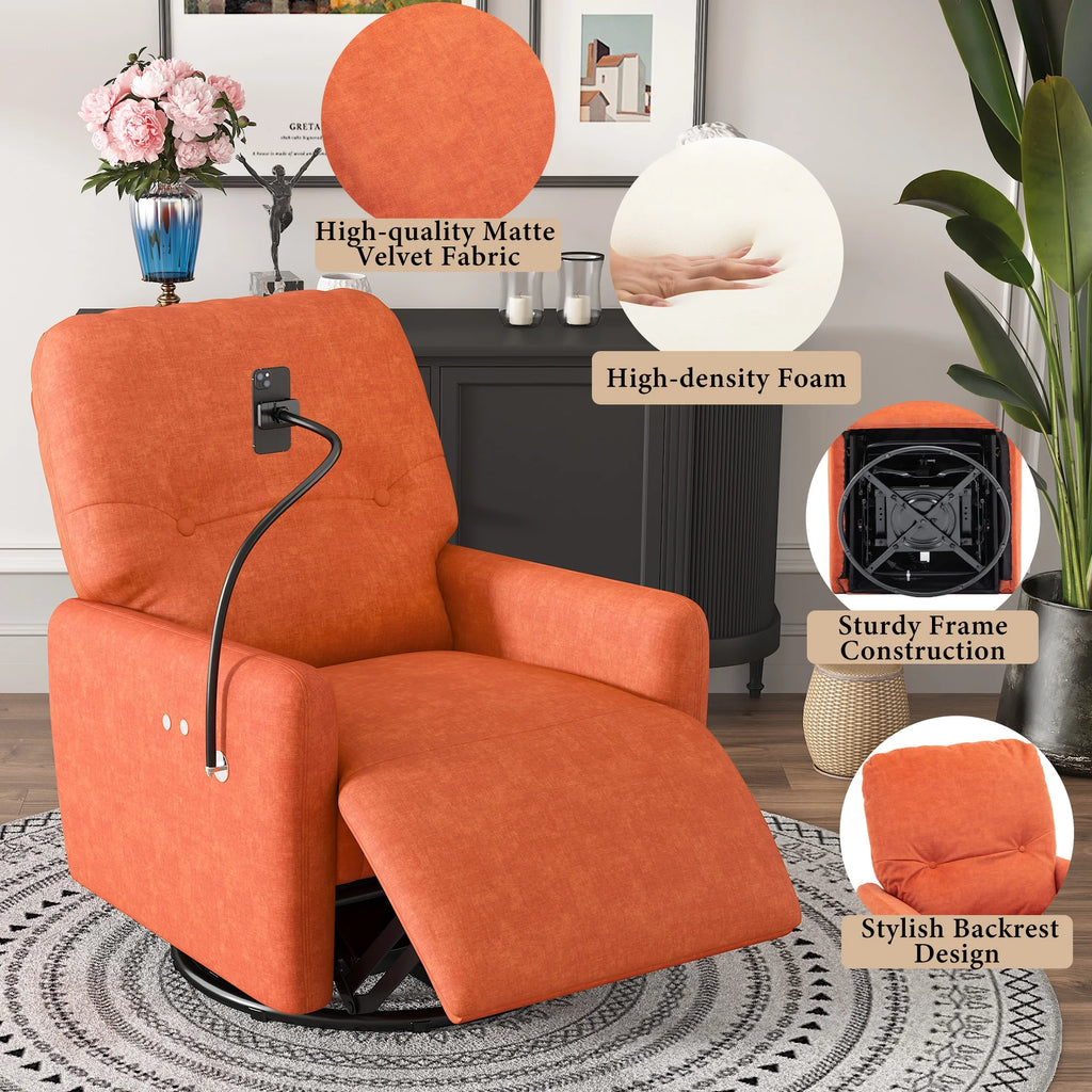 Orange 270 Degree Swivel Electric Recliner Sofa Q932661