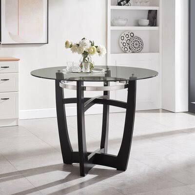Black Ivy Bronx Glass Top Counter Height Table I1361