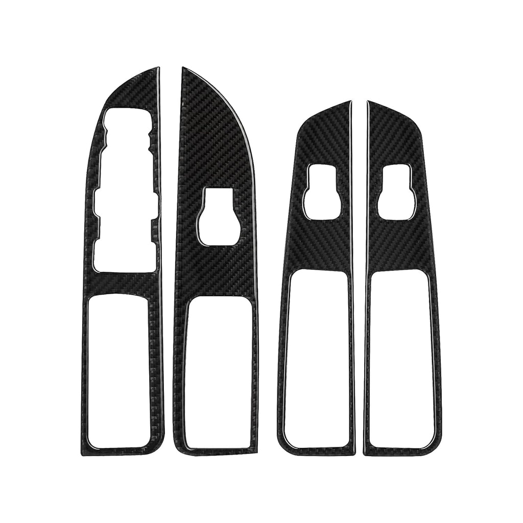 Carbon Fiber Window Switch Control Panel Cover Trim Sticker Interior Accessories for Ford Explorer 2014-2019 (Black) Pack of 2 S93928