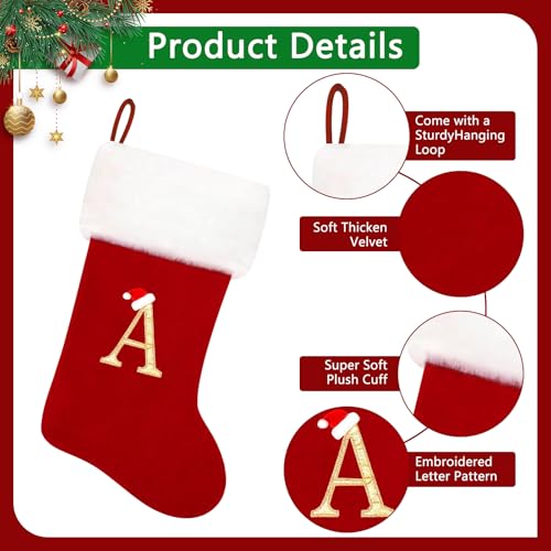 20 Inches Red Velvet Christmas Stockings N6734