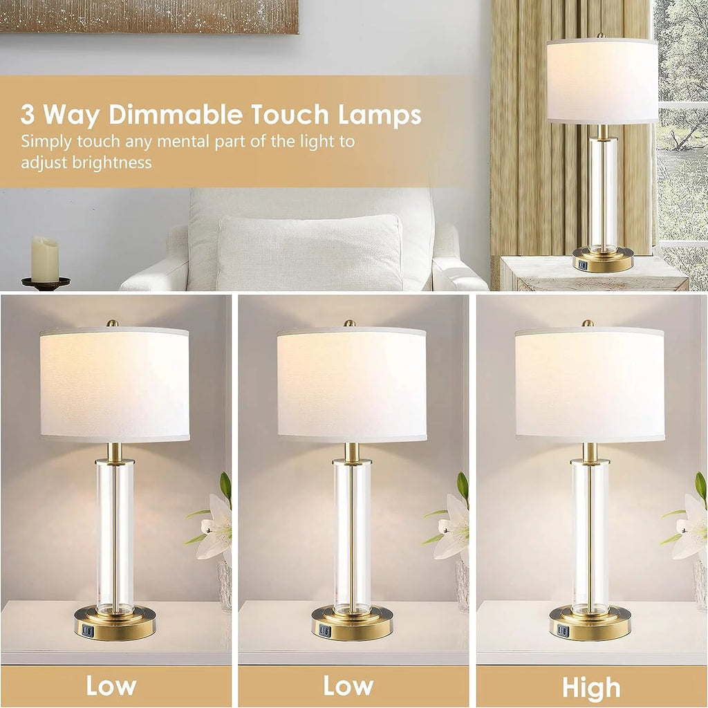 Touch Control Gold Table Lamps Set of 2 with USB Ports K791351