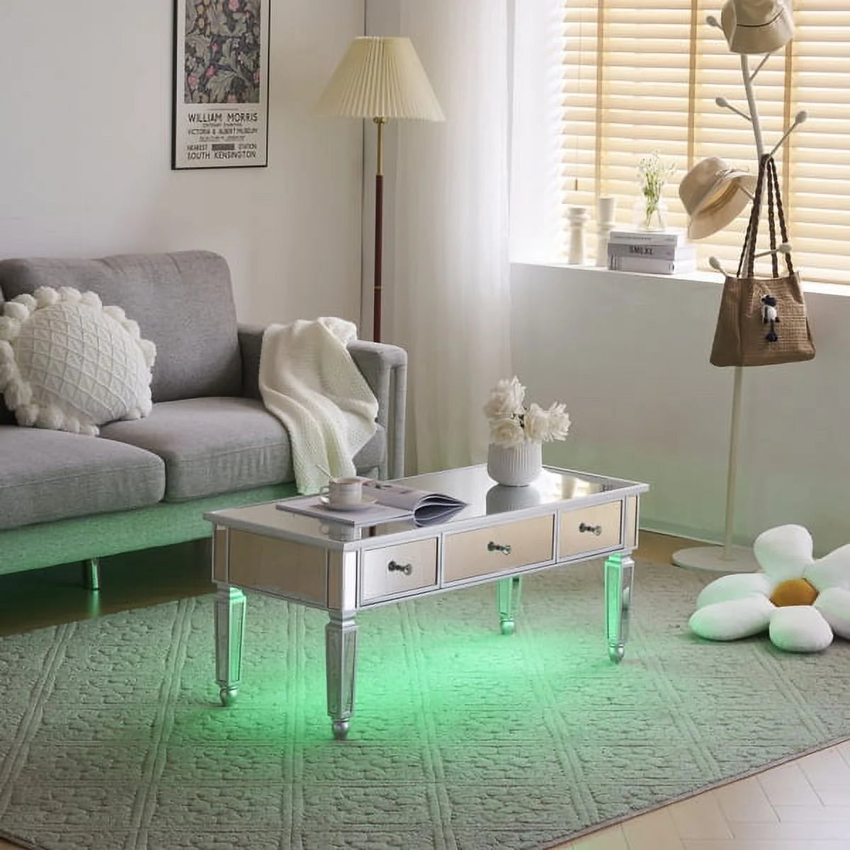 Mirrored Coffee Table with 3 Drawers L31975