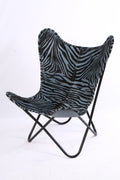 Grey Zebra Print Butterfly Chair A80131