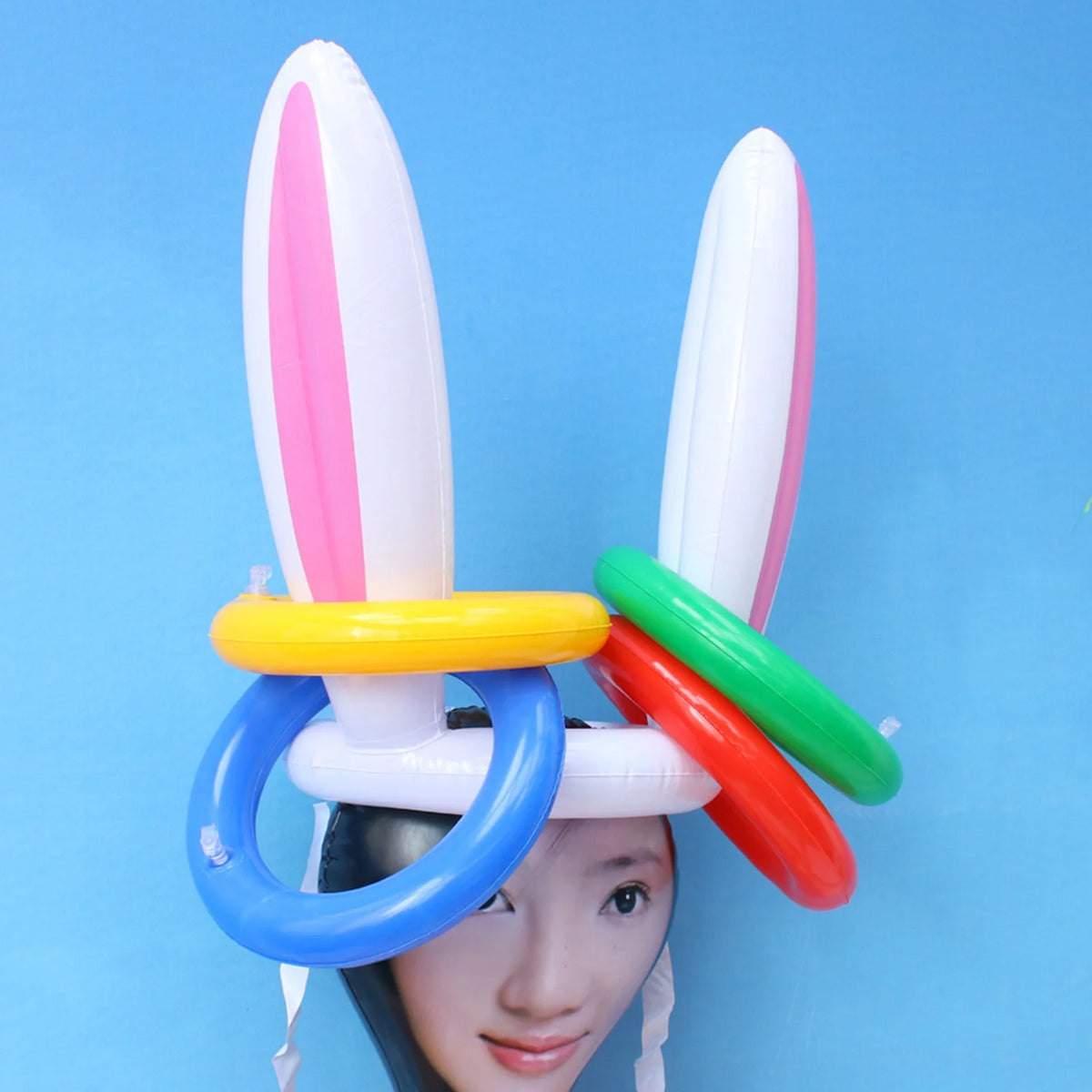 Easter Inflatable Bunny Ear Ring Toss Game Kit with Handheld Pump T51931