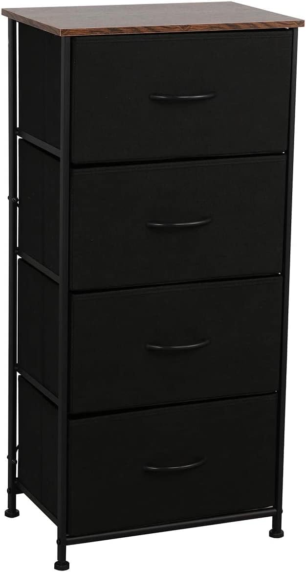 Black/Rustic Brown 4 Drawer Fabric Dresser N352988