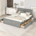 Gray Wood Queen Size Platform Bed with 4 Storage Drawers Z462575