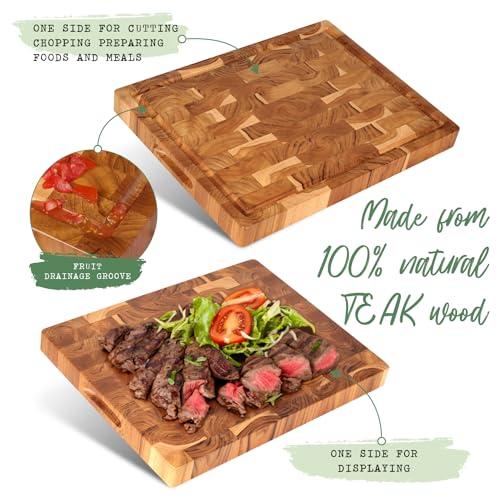 XL Acacia End Grain Wood Cutting Board (20x15x1.5in) T26766