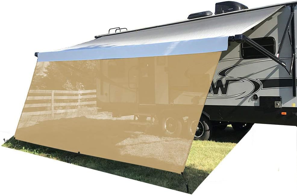 Beige Mesh RV Awning Sun Shade Screen 7' X 15'3'' O29954