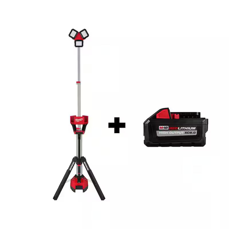 18-Volt Lithium-Ion Cordless Tower Light with Charger and 8.0 Ah Battery S2573