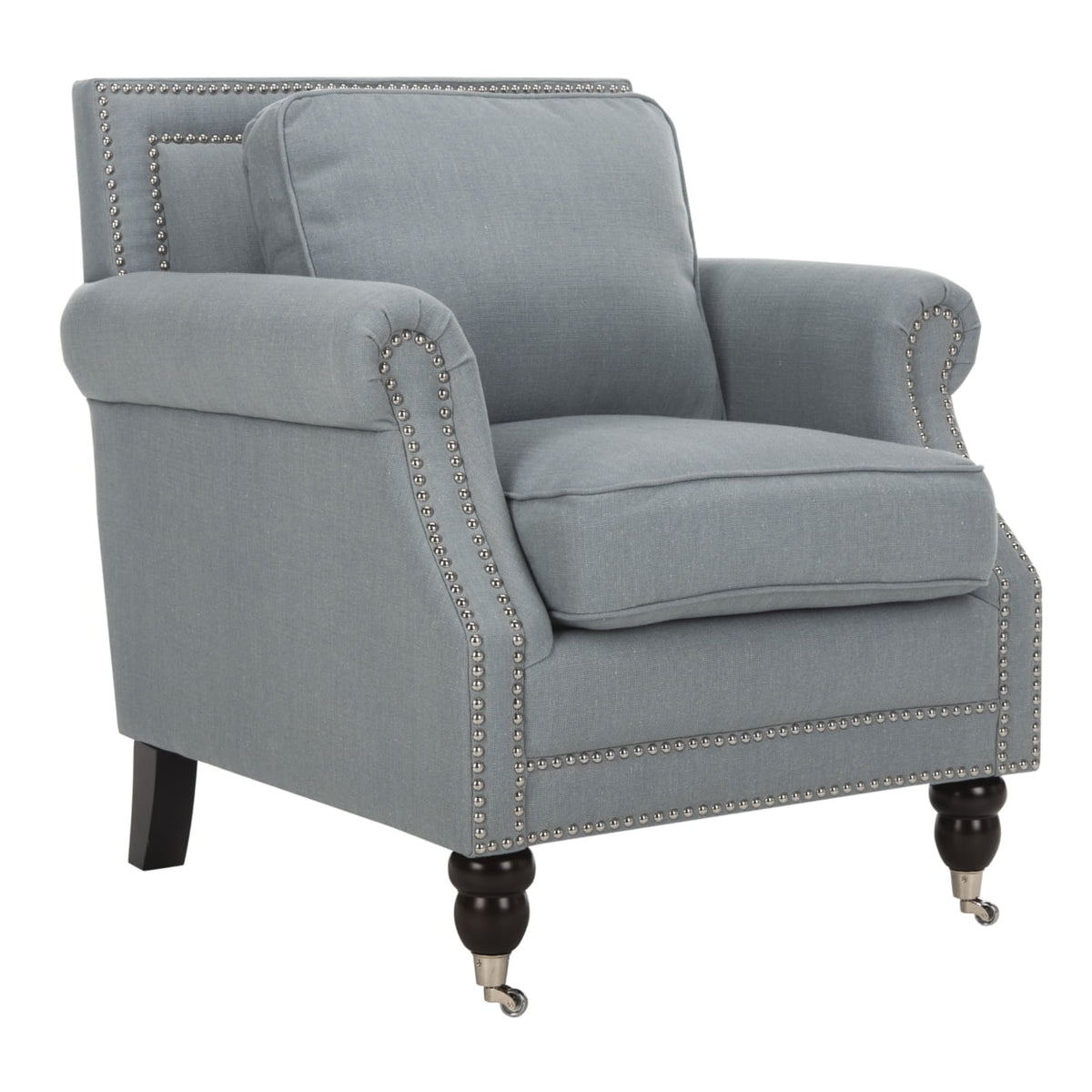 Sky Blue Club Chair with Silver Nail Head O478865