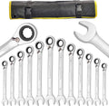 12-Piece Reversible Ratchet Combination Wrench Set, Metric, 8mm-19mm Chrome Vanadium Steel O841108