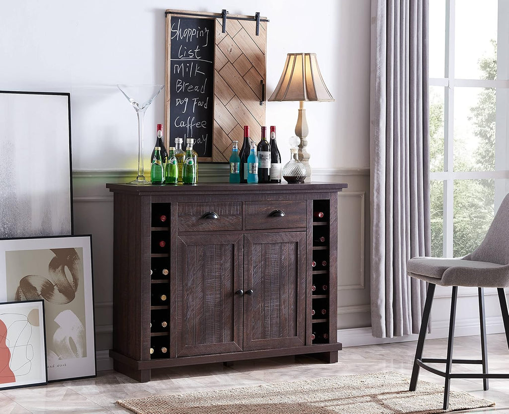 White Bar Cabinet with Stem Glass Placement B358584