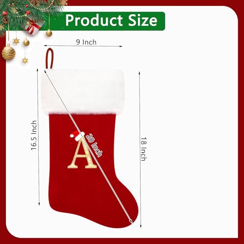 20 Inches Red Velvet Christmas Stockings N6734