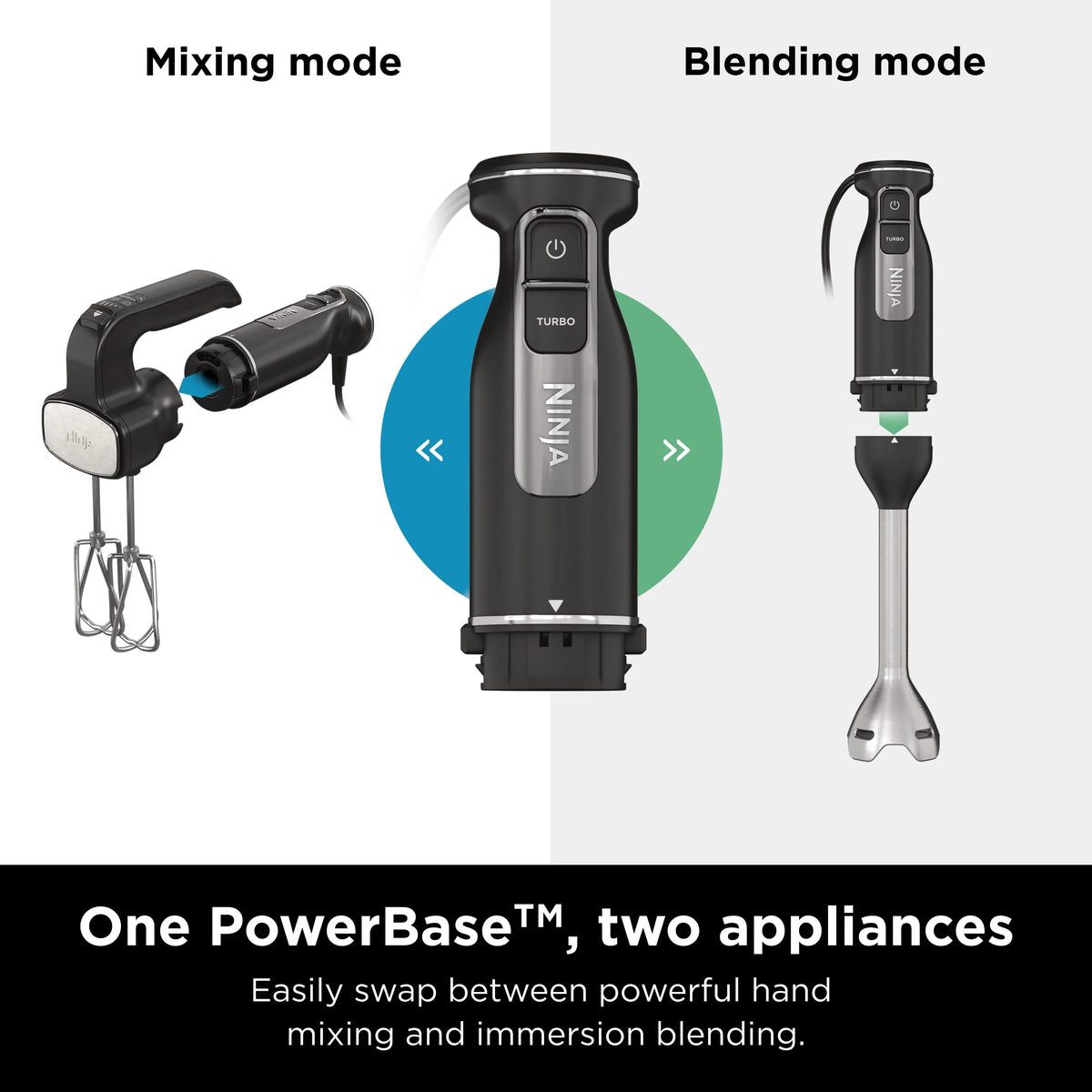 Black Hand Blender and Hand Mixer Combo with Whisk and Beaters G99148