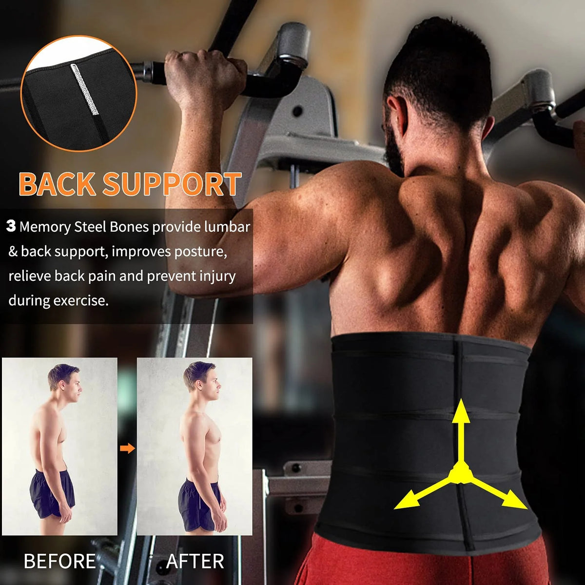 Neoprene Waist Trainer with 3 Straps Y588