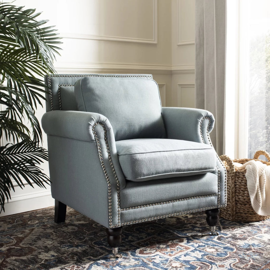 Sky Blue Club Chair with Silver Nail Head O478865