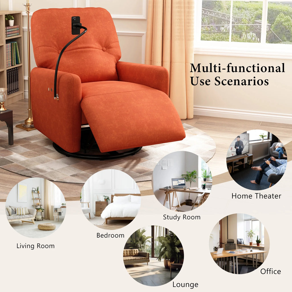 Orange 270 Degree Swivel Electric Recliner Sofa Q932661