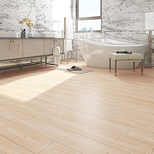 6"x36" 15 Sheets Peel and Stick Waterproof Wood Vinyl Floor Tile E432693