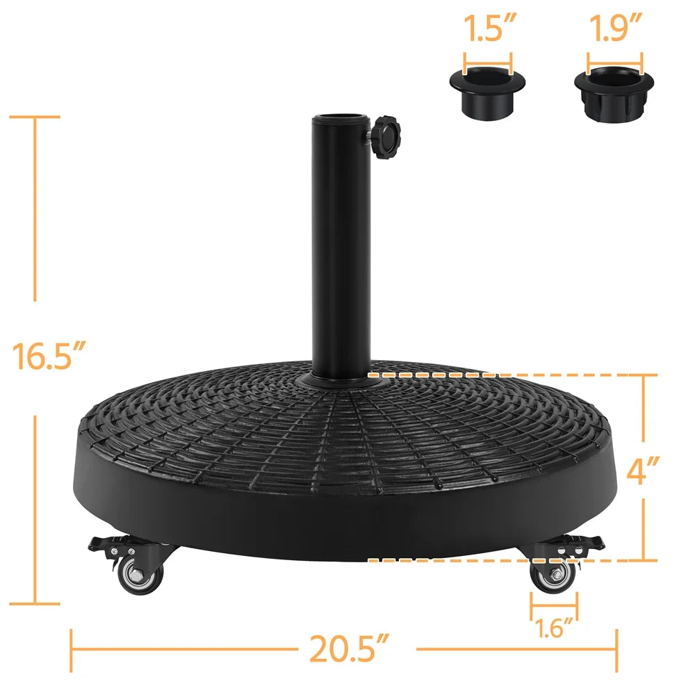Black Umbrella Base Stand with Wheels Q428897