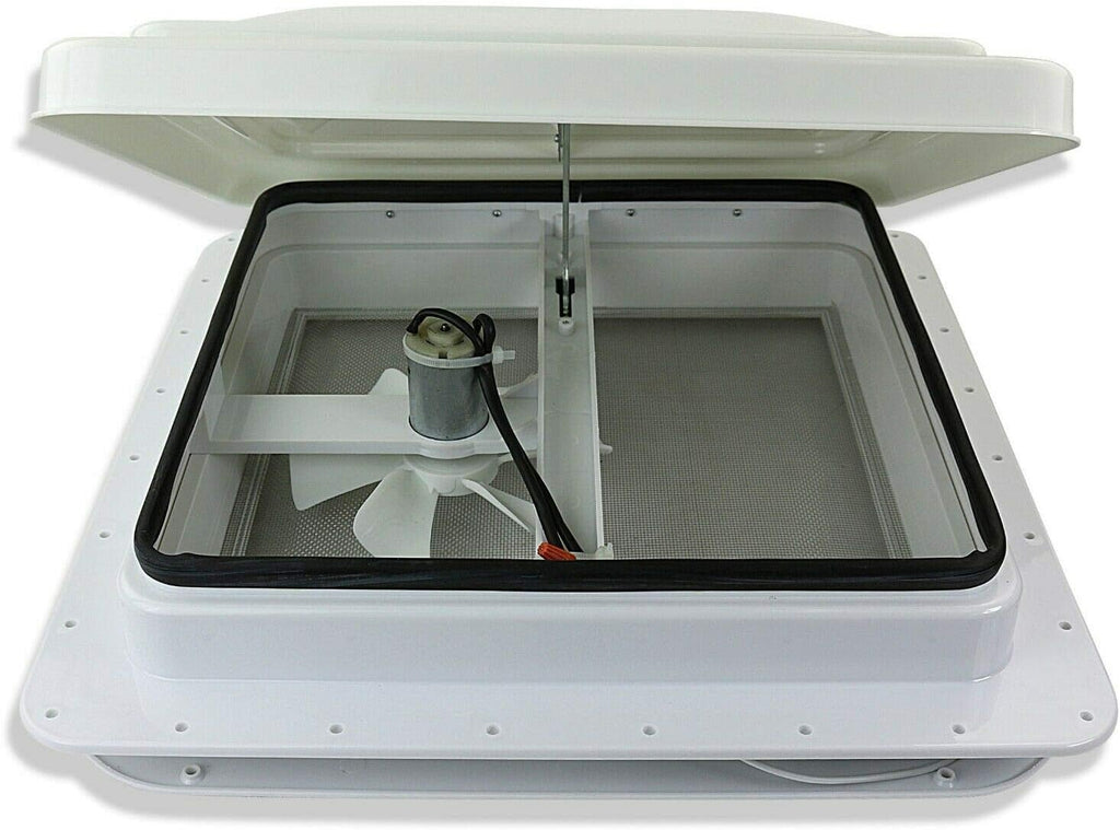 White 12V RV Roof Vent Fan with 6 Blades O55206