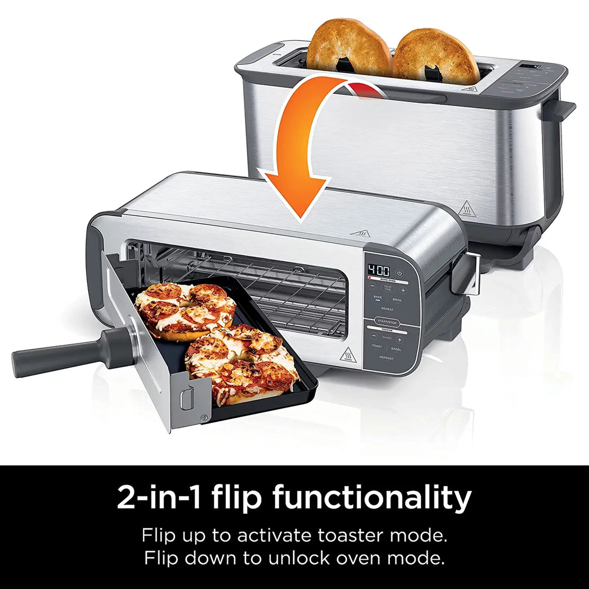 2-in-1 Compact Toaster Oven 2-Slice Capacity Stainless Steel N4644