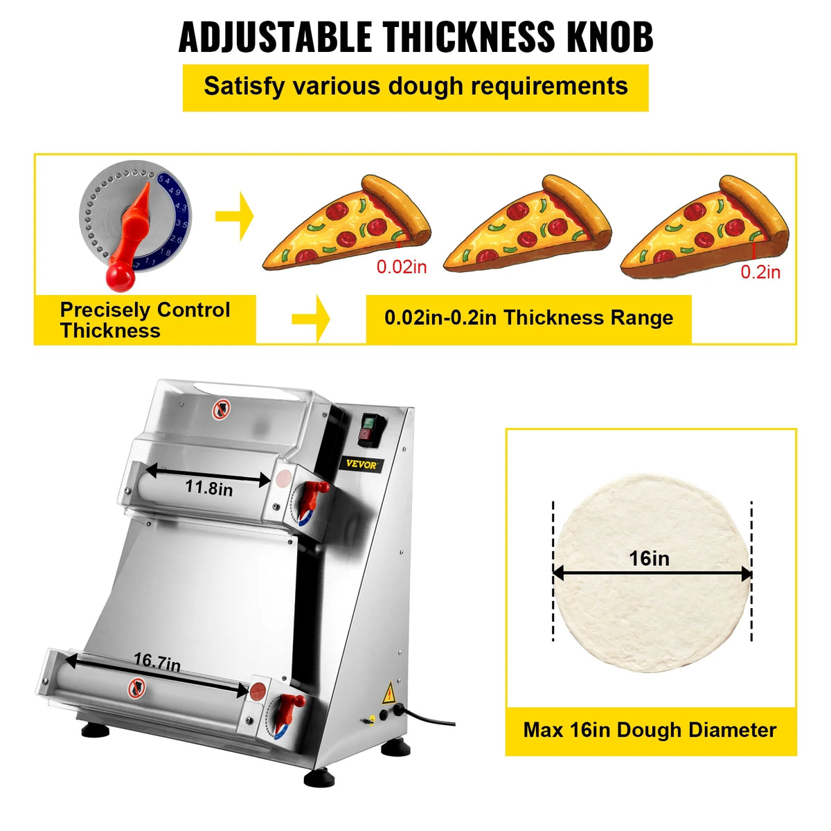 Electric Pizza Dough Roller Machine 15.7inch 370W L94081
