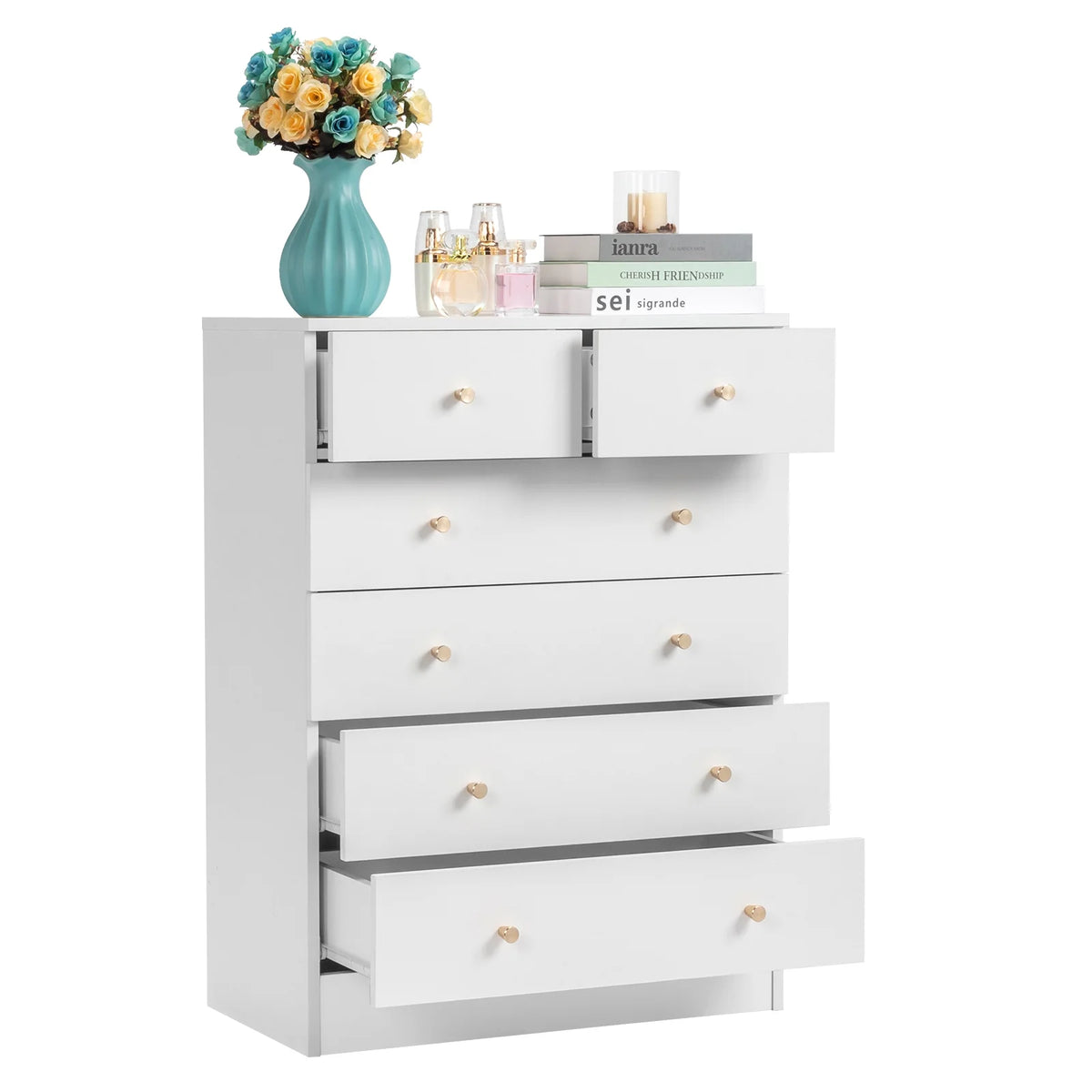 White 7 Drawer Wood Dresser E531763