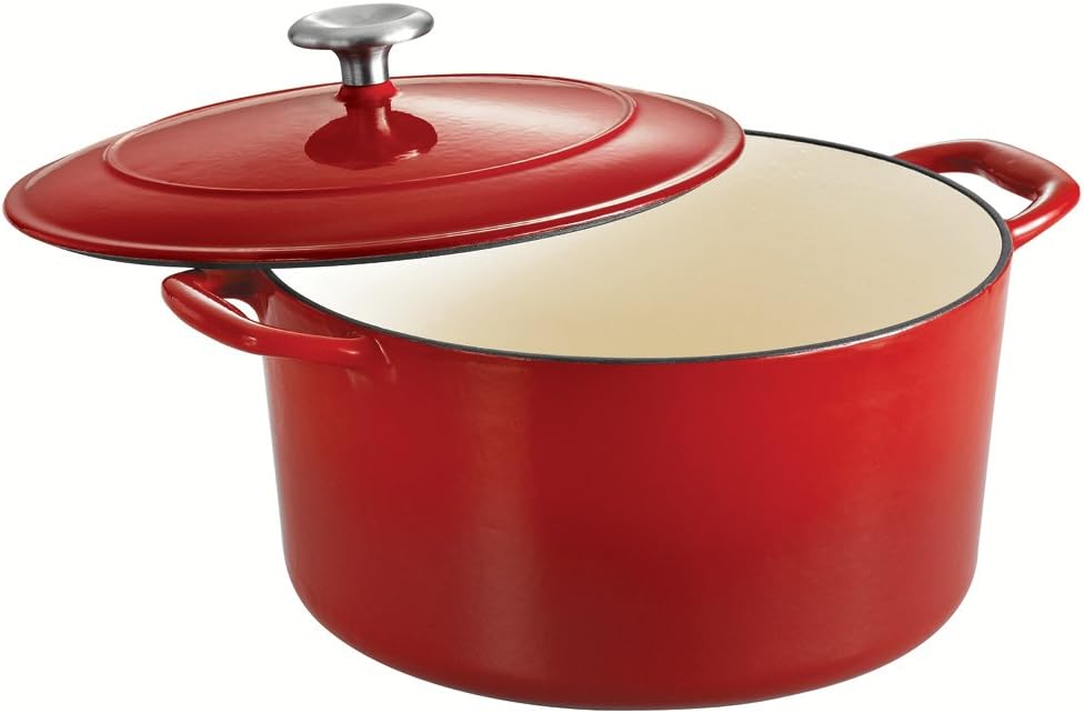 Gradated Red Enameled Cast Iron 6.5-Quart Covered Round Dutch Oven X242024
